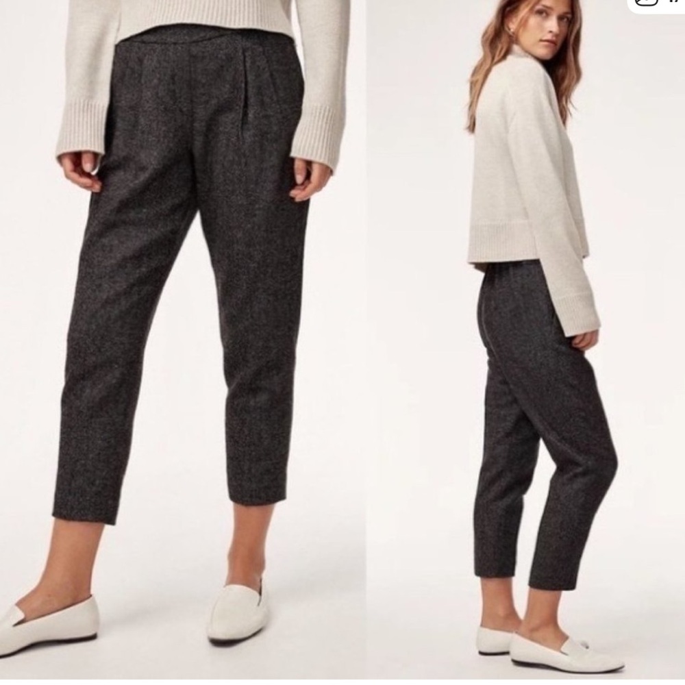 Aritzia Babaton Cohen Wool + Cashmere Pant in Heather Dark Charcoal Sz 2